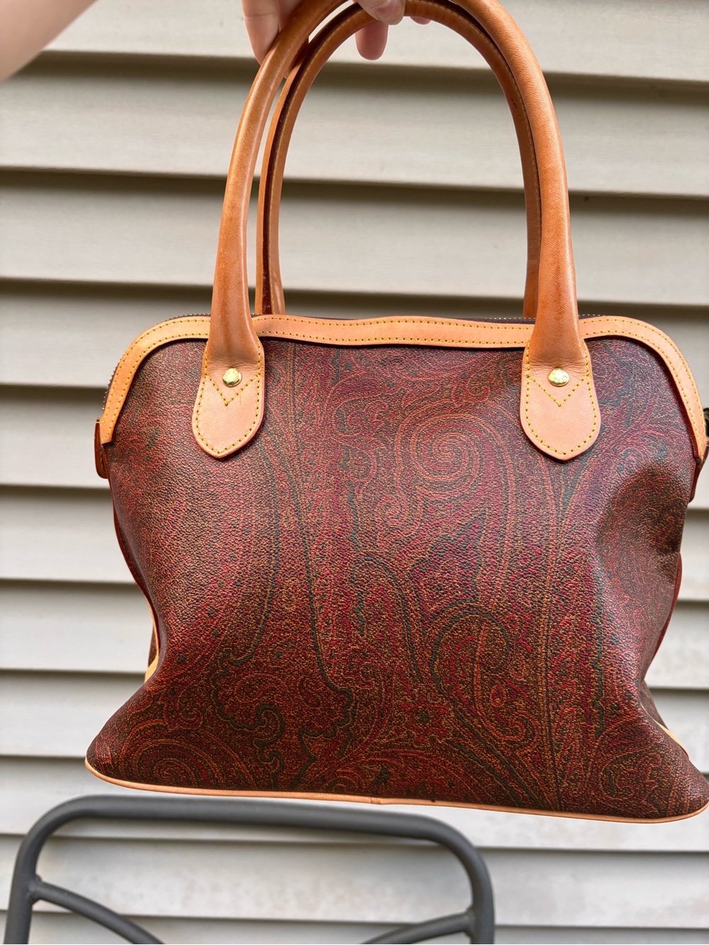 Etro Paisley-Print & Leather-Trim Alma style Dome Shoulder Bag